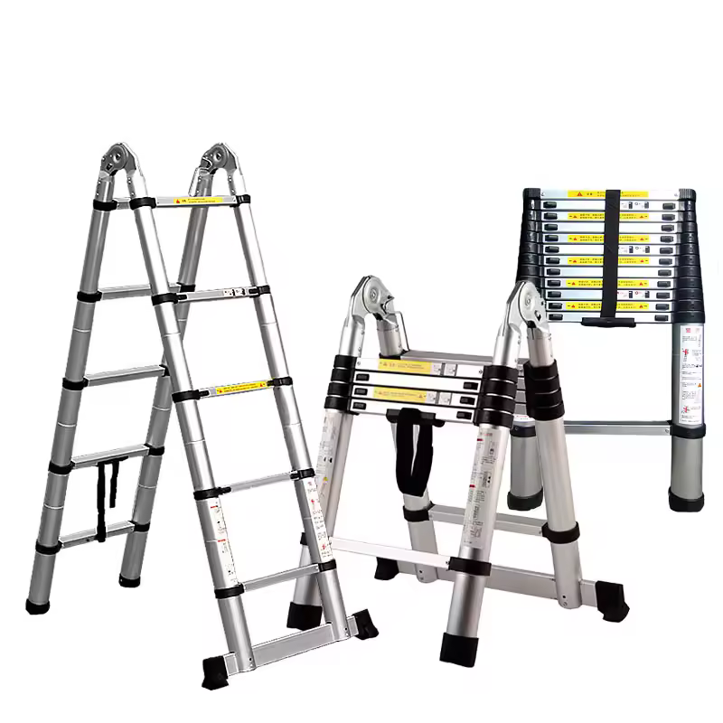 Thickened aluminum alloy telescopic joint folding ladder with stainless steel bamboo joints, multi-functional ladder