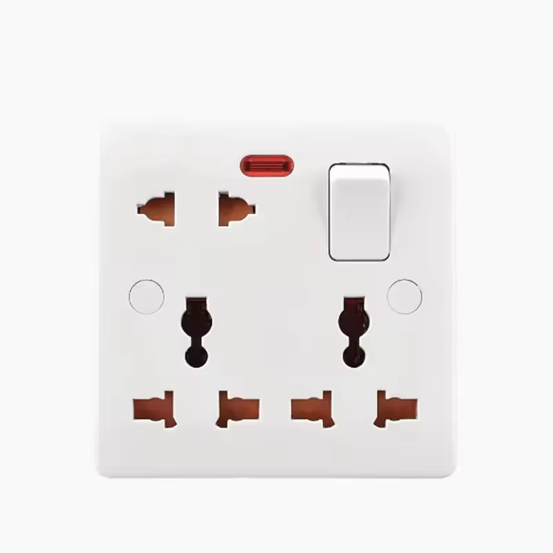 Venta al por mayor de fábrica de enchufes múltiples estándar británicos universales multifunción con toma de interruptor - Blanco/86mm*86mm/Normas británicas