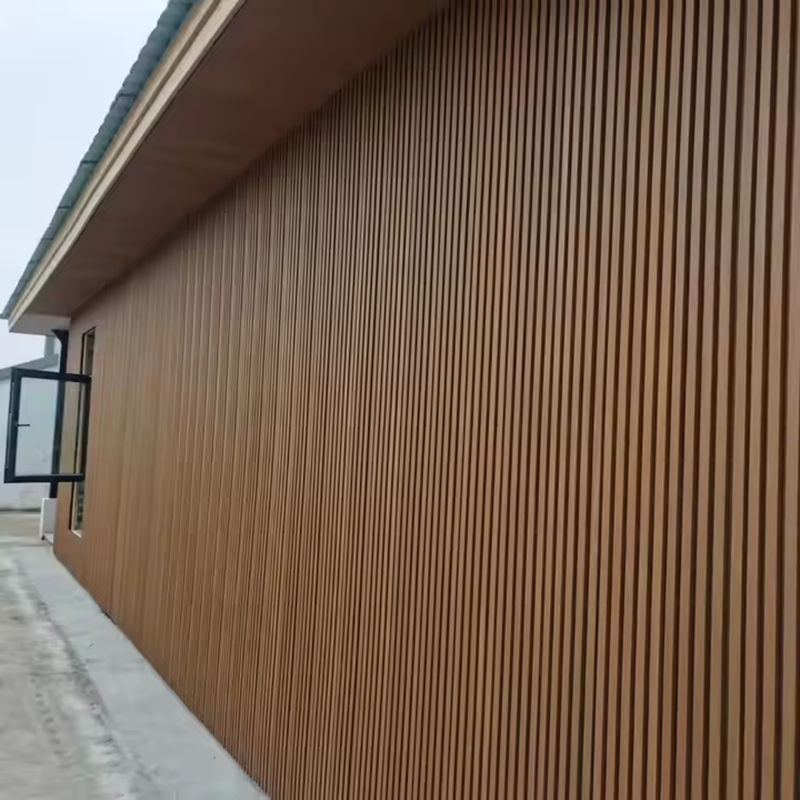 Factory direct sale waterproof co-extrusion facade house decoration outdoor wooden composite hollow groove wood plastic composite board