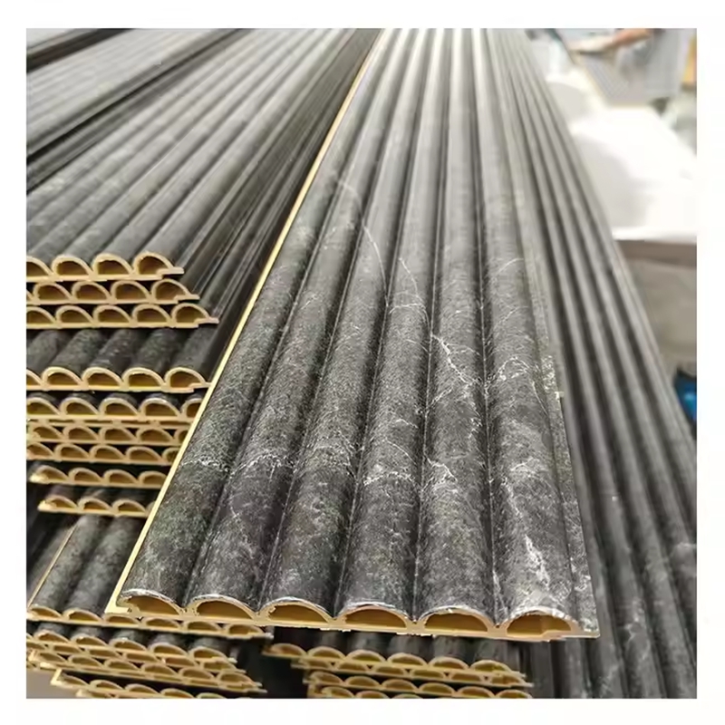 Factory direct sale modern interior decoration 3D marble alternative wood plastic shutter panel groove wall panel
