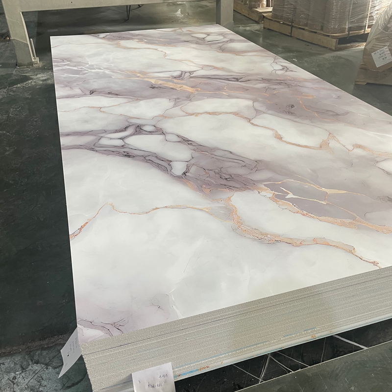 Precio de fábrica. Dimensiones personalizables. Panel de pared substituto de mármol de alto brillo. Tabla de mármol PVC UV.