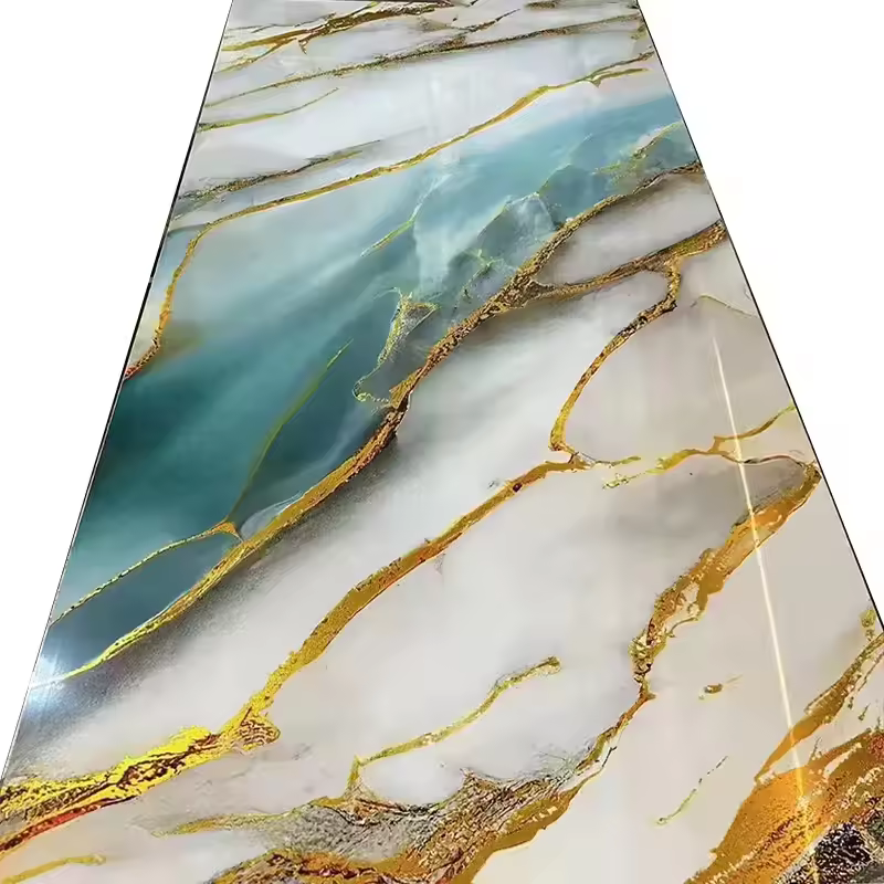 Artificial marble UV plastic PVC wall panel, waterproof, suitable for interior walls.