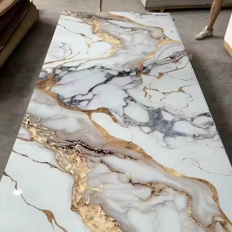 Wholesale, hot sales, rapid production. UVPVC marble panels with marble surface.