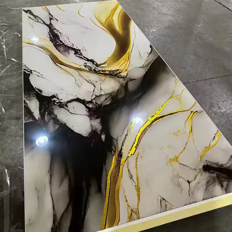 Luxurious waterproof plastic wall panels, UV marble panels, PVC wall panels.