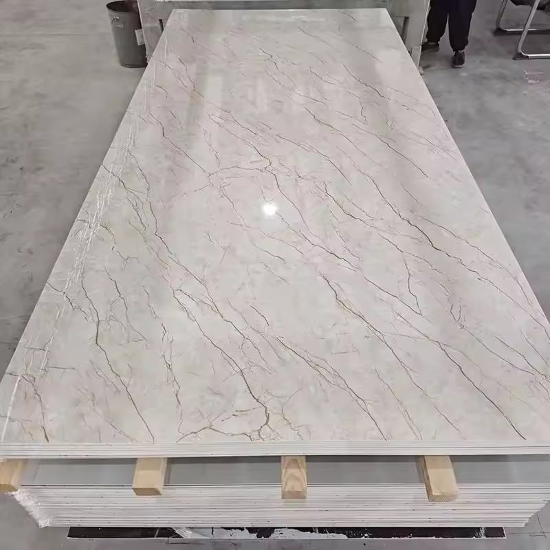 Panel de pared de PVC UV de 2mm y 3mm de alto brillo, lámina de mármol de PVC para lámina de  pared