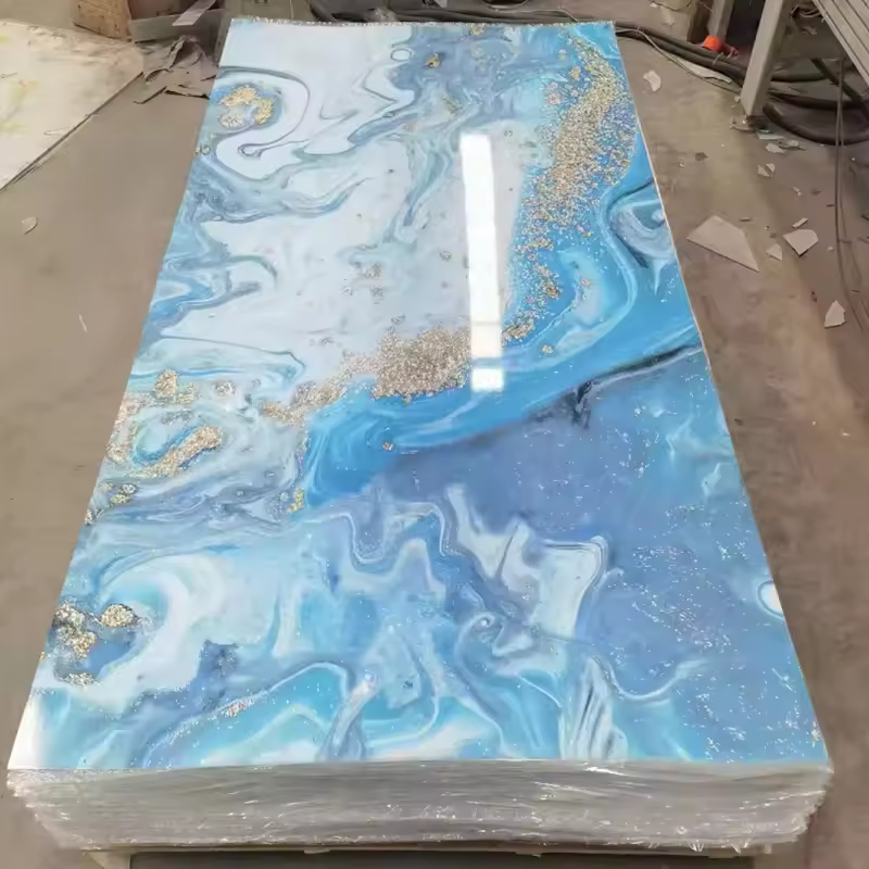 High-gloss customized marble alternative PVC wall panels