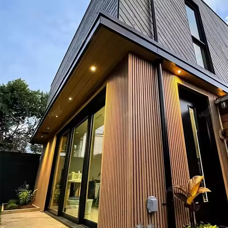 ​​Factory direct supply WPC wood grain exterior wall board composite wood veneer groove board outdoor decoration material​