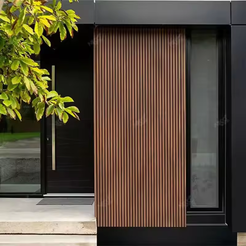 ​​High cost-effective WPC composite exterior wall board Wood grain groove design Outdoor waterproof and weather-resistant decorative board​