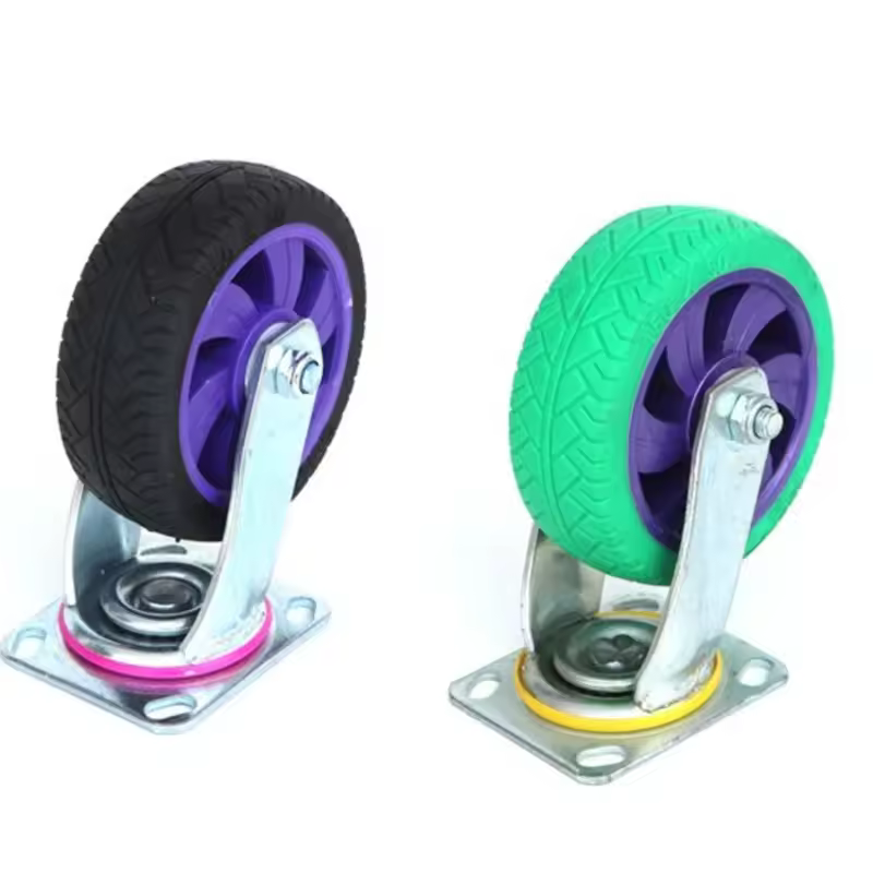 Silent Solid Rubber Swivel & Fixed Casters‌ ‌5-inch, 6-inch, 8-inch Heavy-duty Casters with Directional Brake for Flatbed Trolleys