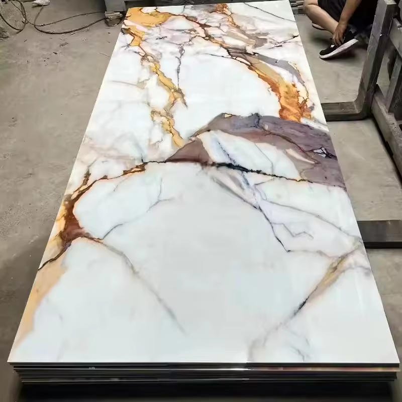 Factory hot sale high gloss waterproof UV marble wall panel PVC marble panel