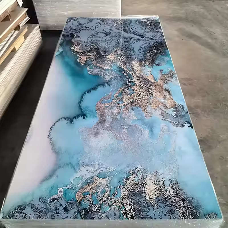 Hot-selling customized PVC marble panels. Factory-top sales of moisture-proof and fireproof plastic golden wall panels and UV panels.