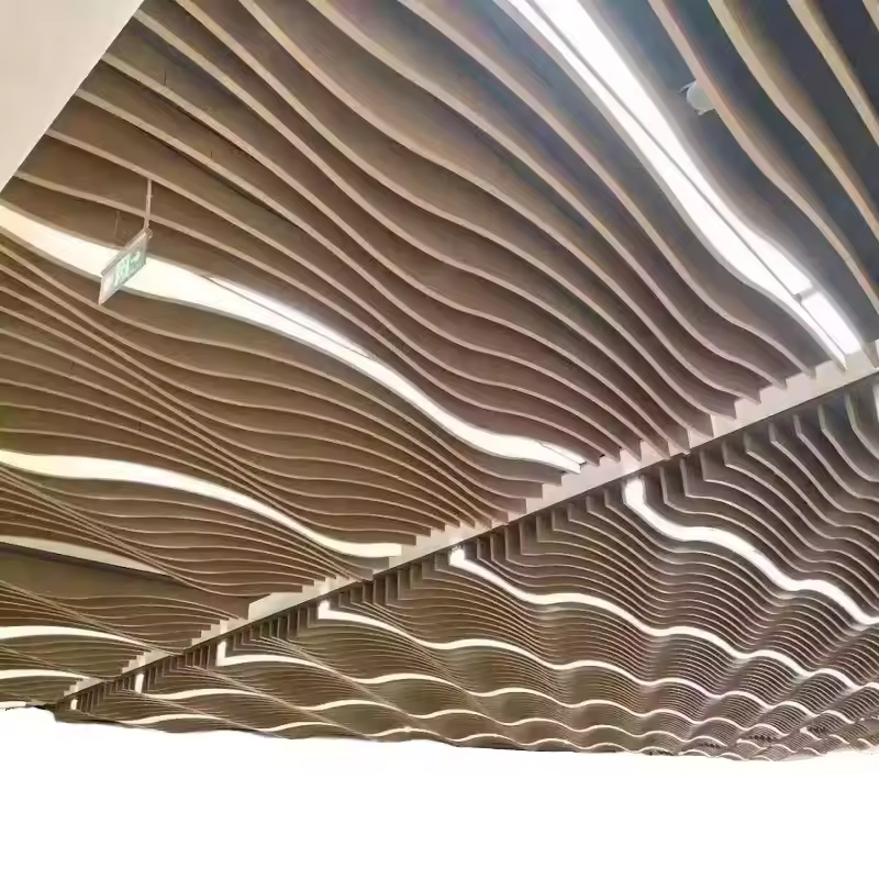 Quality Customized Curved Wave Baffle Ceiling Modern Aluminum Alloy Metal Ceiling Fireproof Ceiling