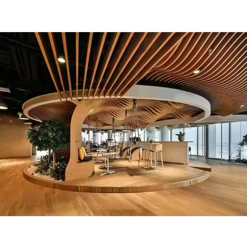 Metal ceiling Modern art stretched wave baffle ceiling For interior wall and ceiling decoration Customized Fireproof