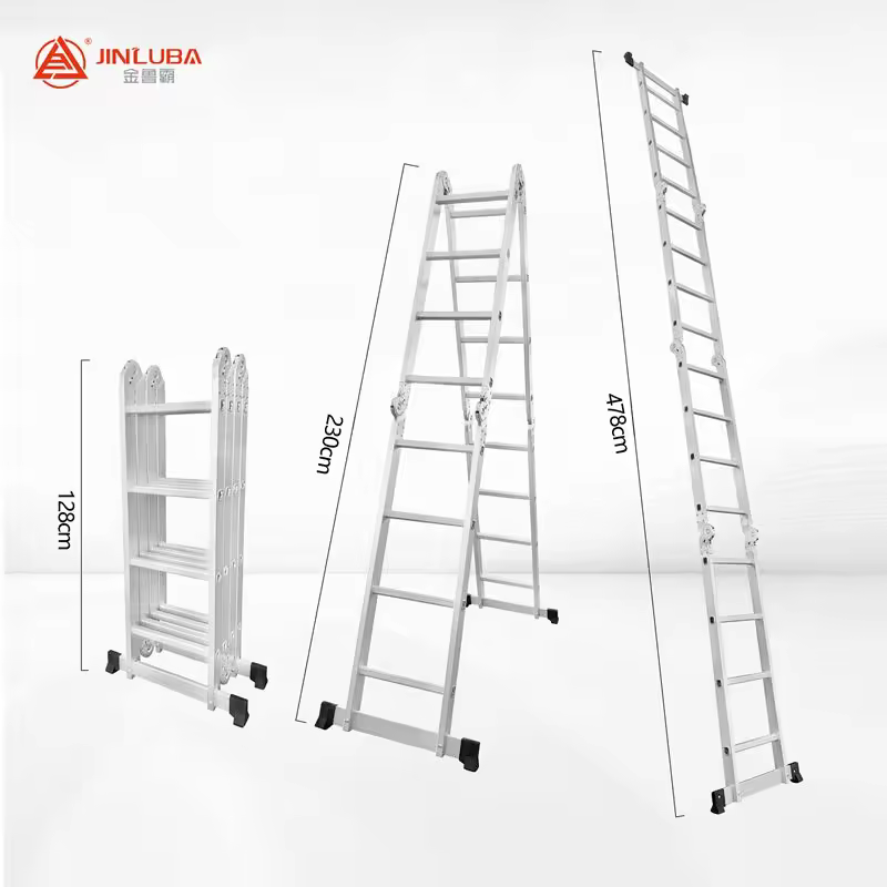 4-Section Multi-Function Folding Ladder | Heavy-Gauge Aerospace Aluminum | Portable A-Frame/Straight Ladder | Dual Straight-Action Locking System - Multi-function 3-Step 4-Section Ladder - A-Frame (1.75m) / Extension (3.58m)