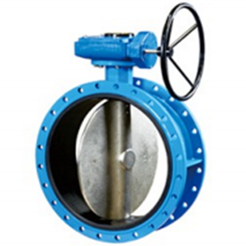 High quality large diameter turbine butterfly valve blue ductile iron body flange connection pipeline flow control valve