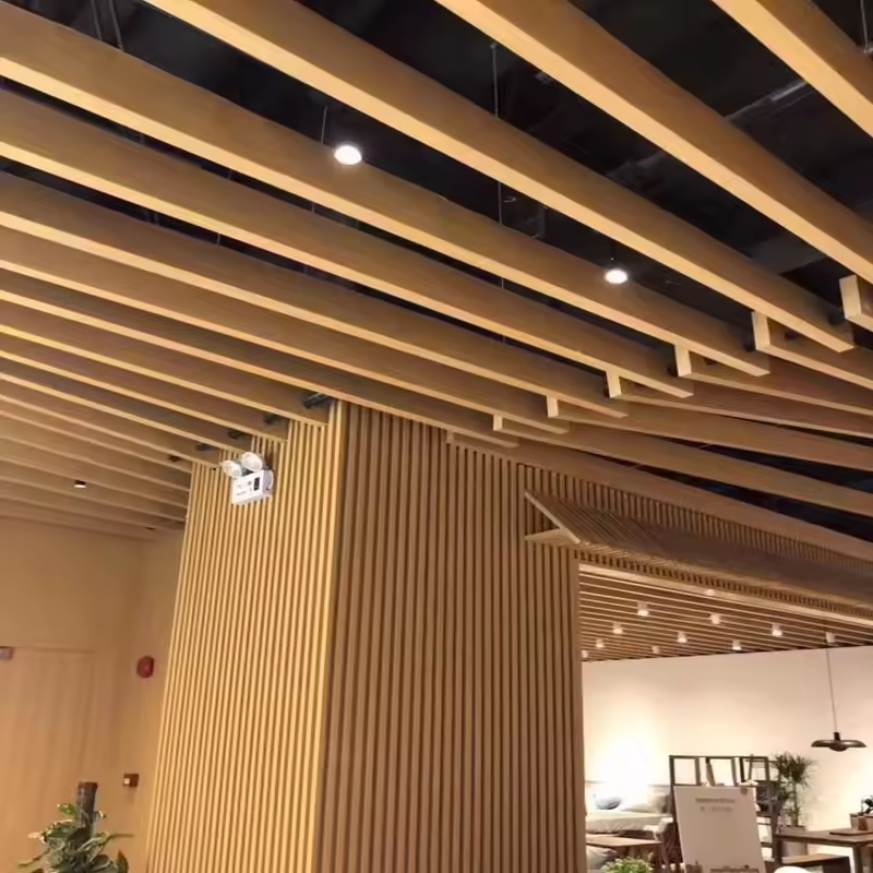 Wood Grain Aluminum Baffle Ceiling | The warmth of wood with the durability of metal