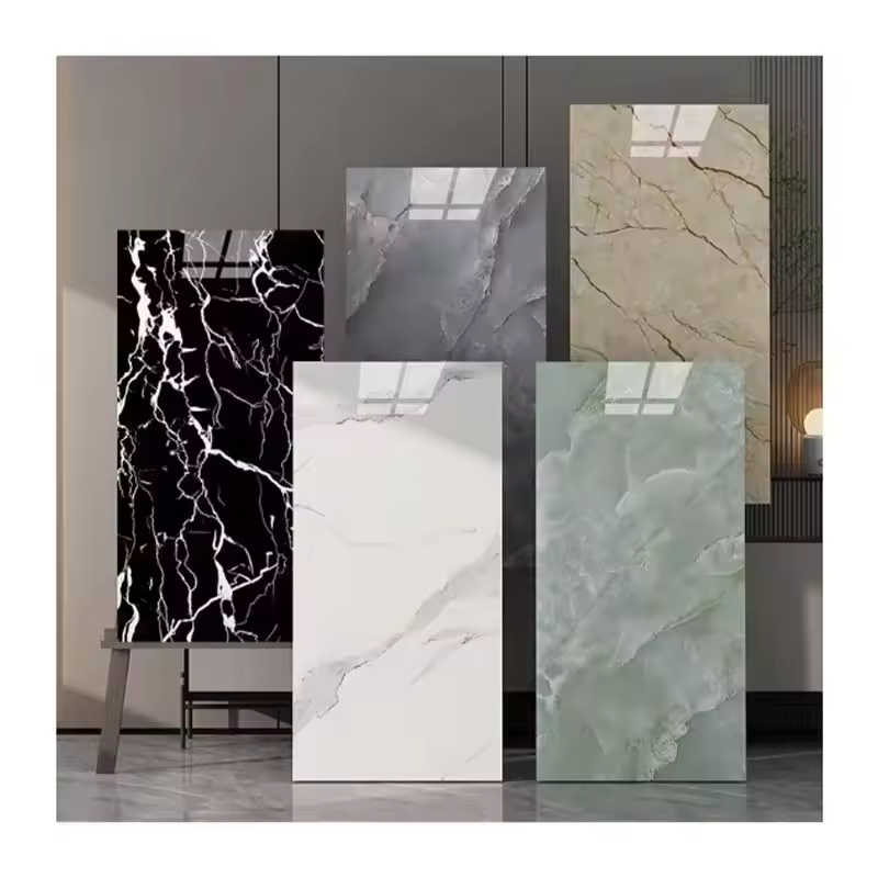 Wholesale popular models uv marble sheet near me modern high gloss PVC coated waterproof wall panels suitable for living room entertainment room