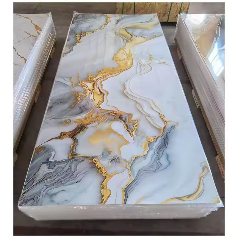 New material UV marble high gloss artificial marble board PVC wall panel quality assurance