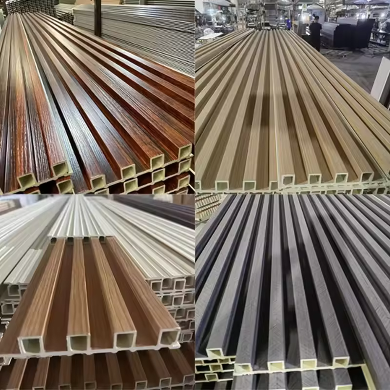High-quality WPC wall panels, wood veneer interior PVC marble slat wall cladding, modern geometric patterns, grooved design