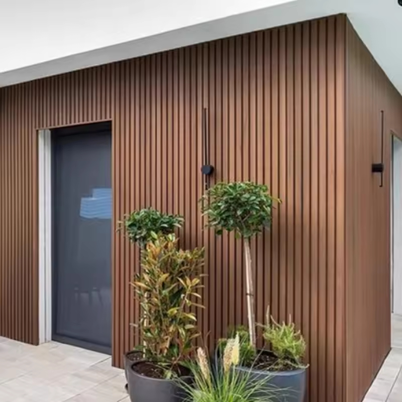 New style wood plastic exterior wall panels 3D deep pressed wood grain WPC wall cladding for commercial buildings