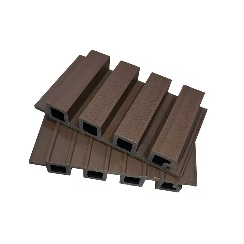 Panel de pared WPC de nuevo material, venta al por mayor, textura marrón, pared de paisaje exterior