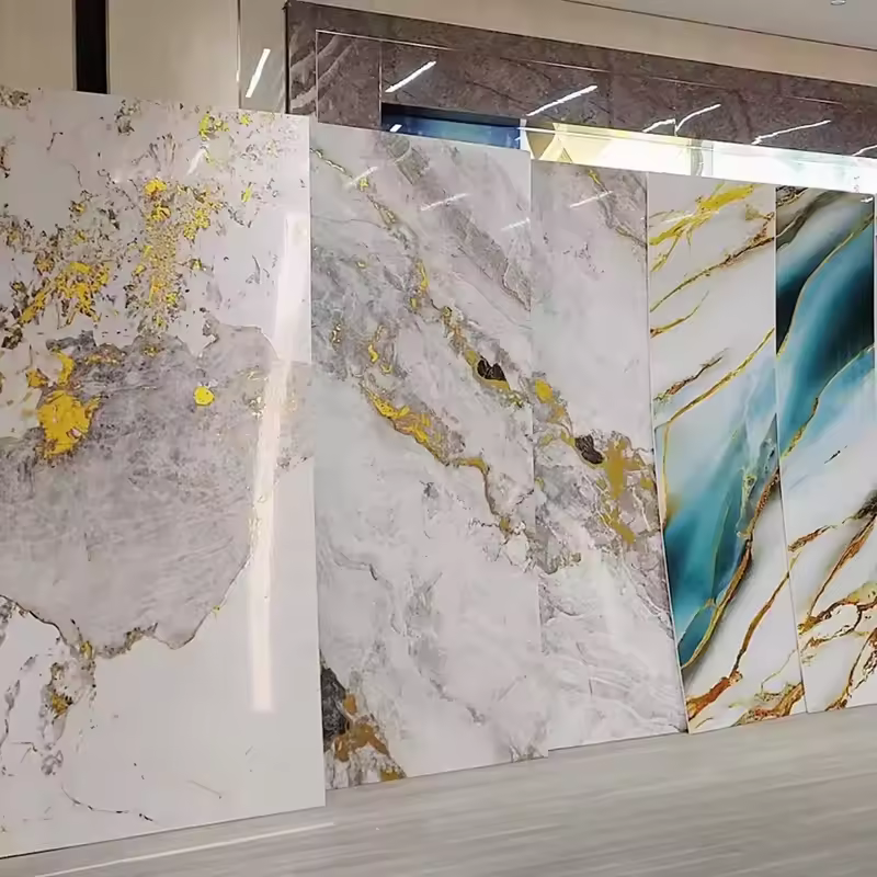 New bamboo charcoal wall panel waterproof high gloss marble pattern flexible wood veneer for hotel lobby wall