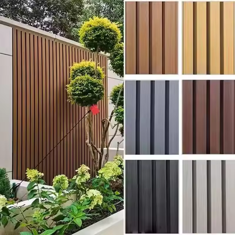 Modern design WPC groove board environmentally friendly 3D grid board building facade decoration material paint-free anti-UV plastic wood wall panel