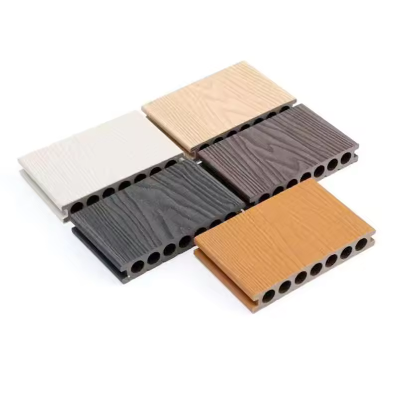 Hot selling outdoor wood plastic composite flooring non-slip wear-resistant swimming pool walkway flooring hollow design 3D wood grain WPC flooring`