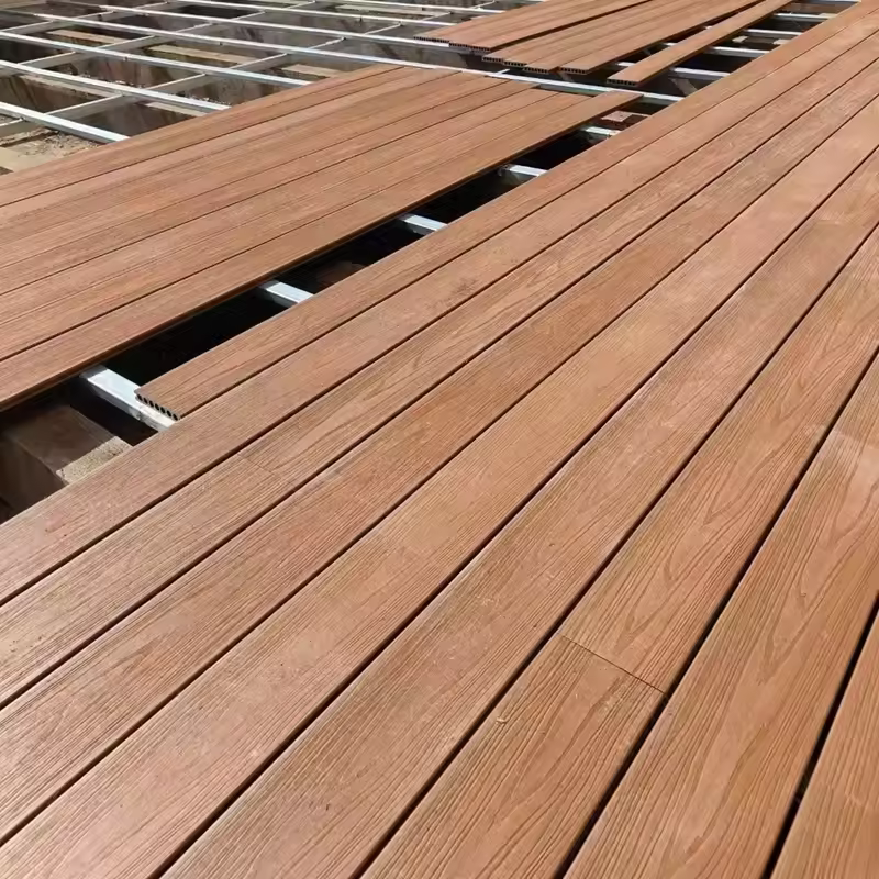 Outdoor waterproof WPC decking flooring – wood-plastic composite extruded panels with wood grain pattern