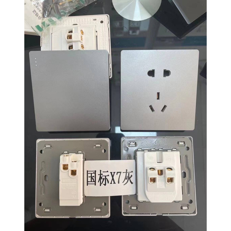 High-Grade Gray X7 Series Switches and Sockets, Type 86, Household Recessed Gray Wall Power Socket