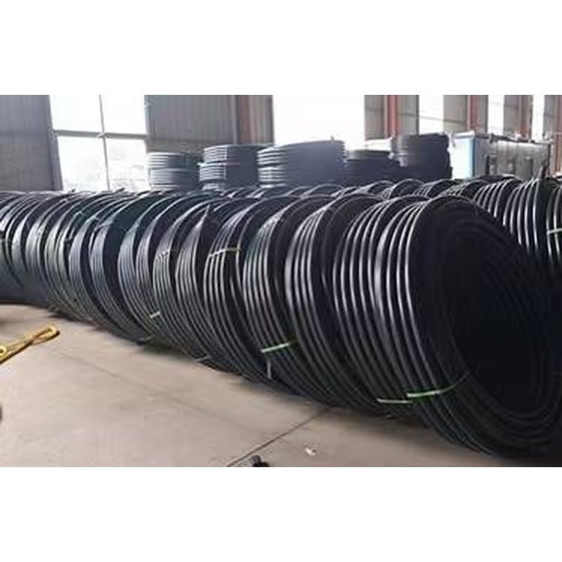 Black HDPE PE100 Polyethylene Water Supply Pipe Blue Stripe Marking Pressure Pipe 6m Straight Length 50/100m Coil Available Multiple Specifications Municipal Water Supply Engineering		