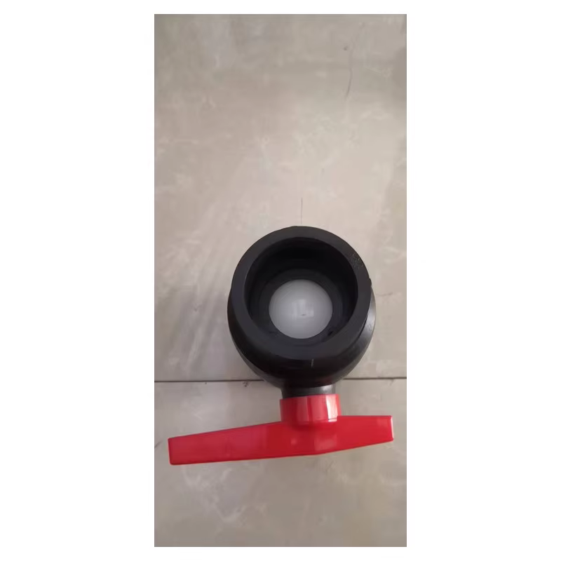 UPVC Ball Valve Black Rigid PVC Red Butterfly Handle Shut-Off Valve	