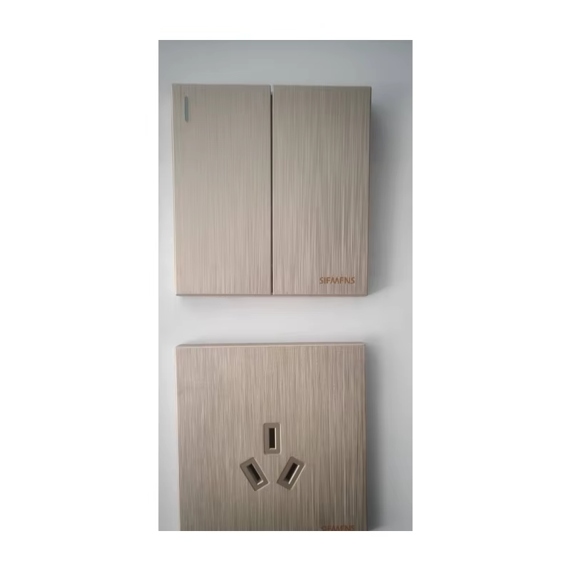  Champagne Gold 86-Type Switch and Socket Panel Dual 2-Way Switch with 5-Pin Socket for Premium Interiors