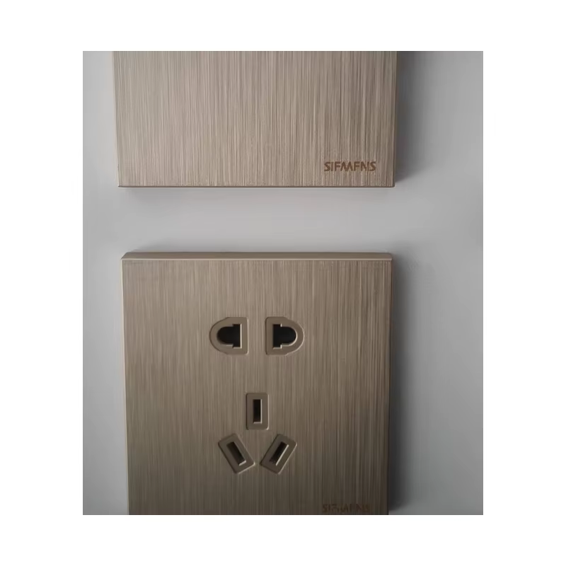  Champagne Gold 86-Type 5-Pin Socket 2P+E Multi-Standard Recessed Wall Outlet