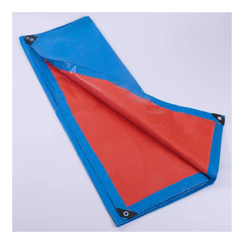 Blue Orange Reversible PE Tarpaulin Waterproof UV Tear-Resistant Double-Sided High-Visibility Cover for Cargo Vehicle Protection