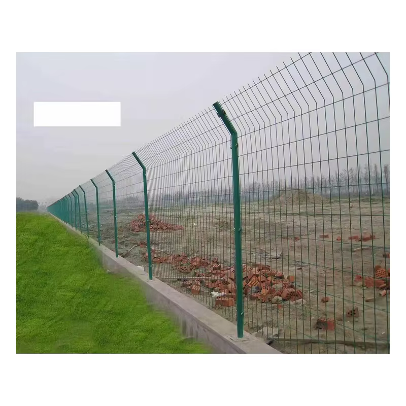 Green PVC Coated Welded Wire Mesh Fence Bent Top Fence Galvanized Isolation Fence Highway Municipal Garden Fence Wholesale Stock		