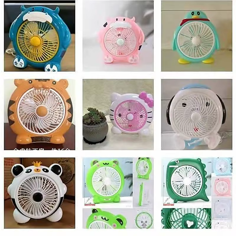 Cartoon Style USB Mini Portable Handheld Rechargeable Desk Electric Fan 3 Speed Levels		