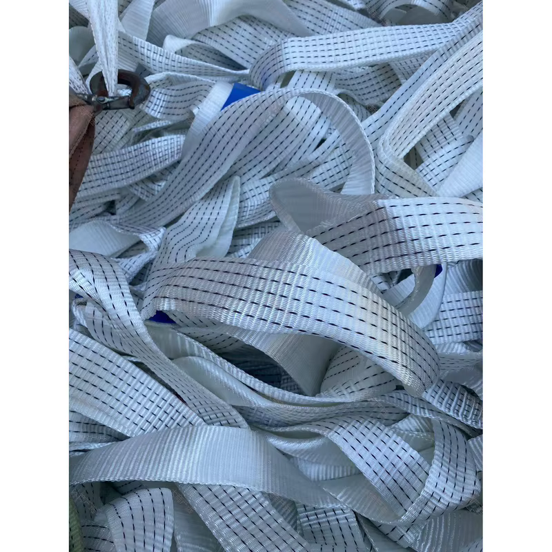Polyester Flat Webbing Lashing Strap 50mm Cargo Strap White Customized High-Strength Truck Tie Down Strap	
