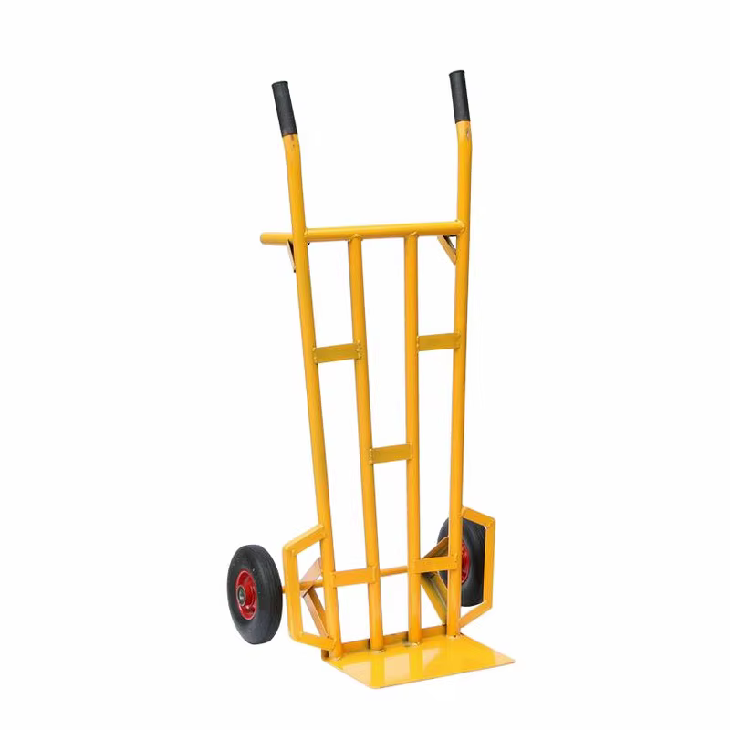 Yellow Square-Tube Logistics Hand Truck with Reinforced Frame for Material Handling