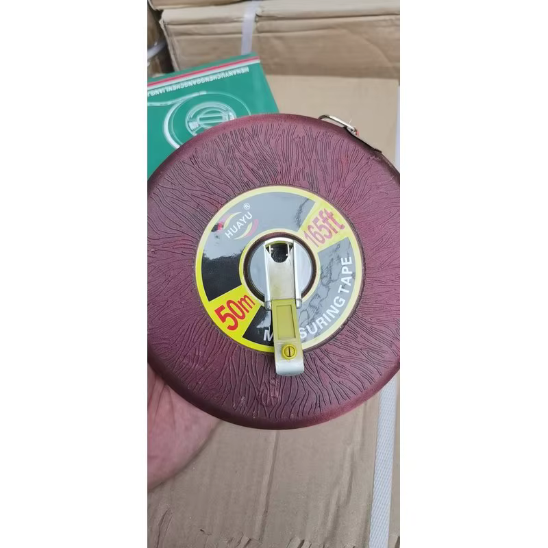 HUAYU 50m Round Steel Tape Measure, Long Distance Fiberglass Tape for Engineering Survey, Durable Housing for Long Measurement