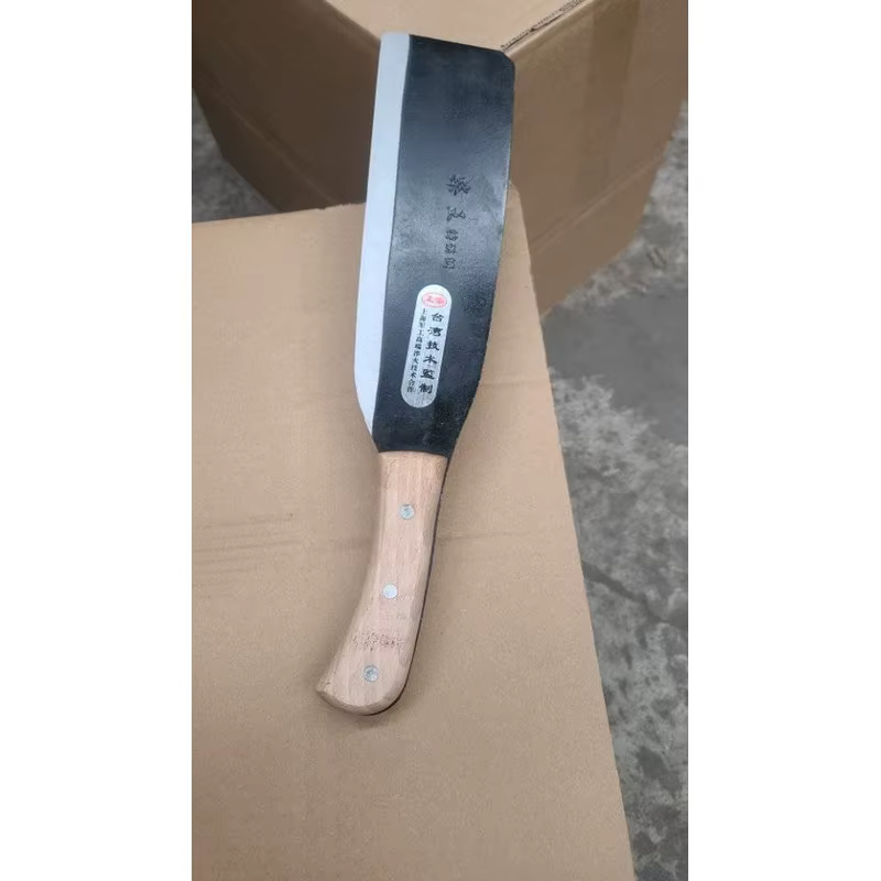 Straight-Back Manganese Steel Chopping Knife with Wooden Handle for Outdoor Firewood Splitting