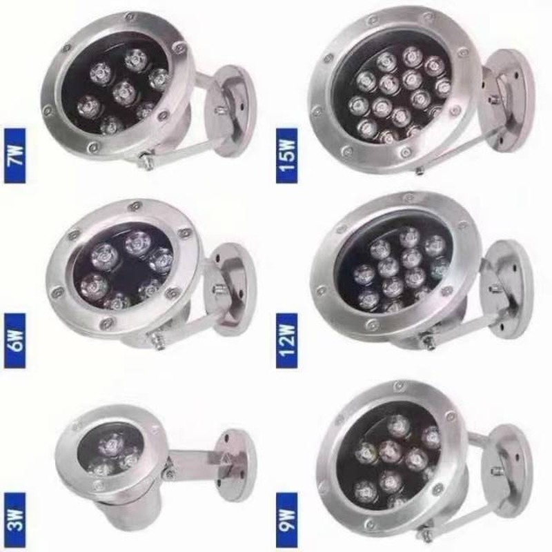 Foco LED Subacuático de Acero Inoxidable IP68 Luz Paisajística Impermeable 3W 6W 7W 9W 12W 15W Exterior Fuente Piscina Estanque