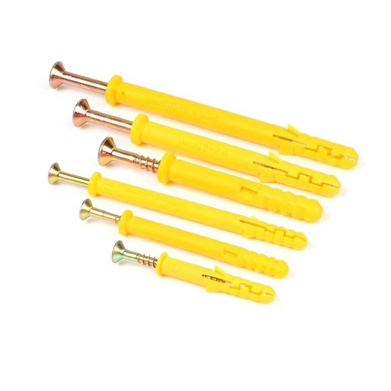 Kit de Anclaje de Expansión Plástico Amarillo con Tornillos Autorroscantes Avellanados Cruz Galvanizados Amarillos Varios Tamaños