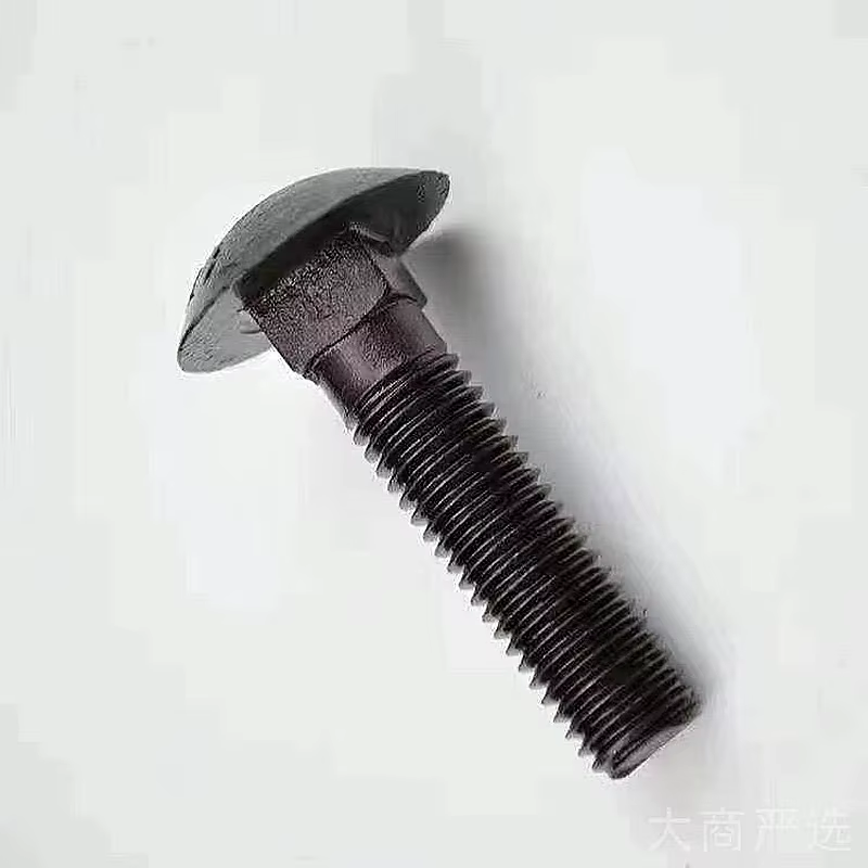 Perno de carruaje de fuente Yongnian din603 cabeza redonda, cuello cuadrado, acero al carbono semiroscado oxidado y ennegrecido M6 - M16