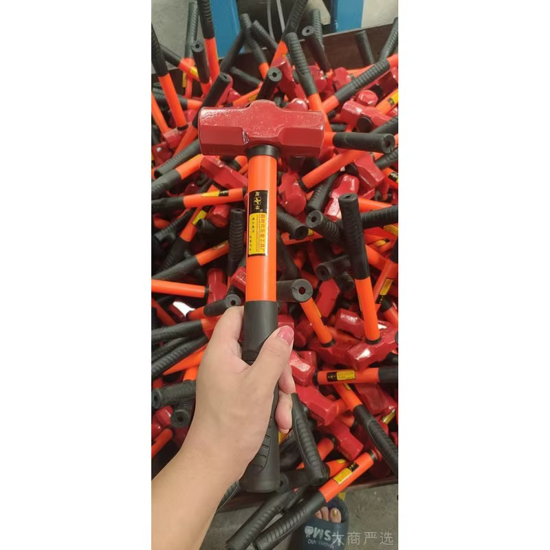 CHAOXIANG Red Heavy-Duty Octagonal Stone Hammer Fiber-Handle Sledge High Hardness Impact-Resistant