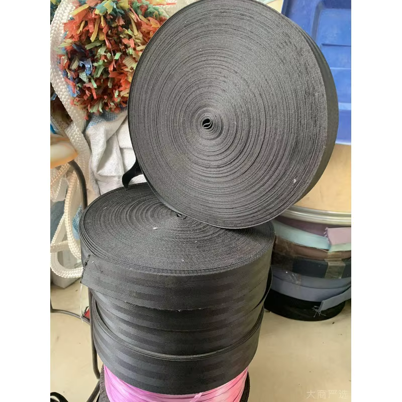 Black PP flat silk ribbon, polypropylene flat silk packing tape, industrial bundling, black woven tape