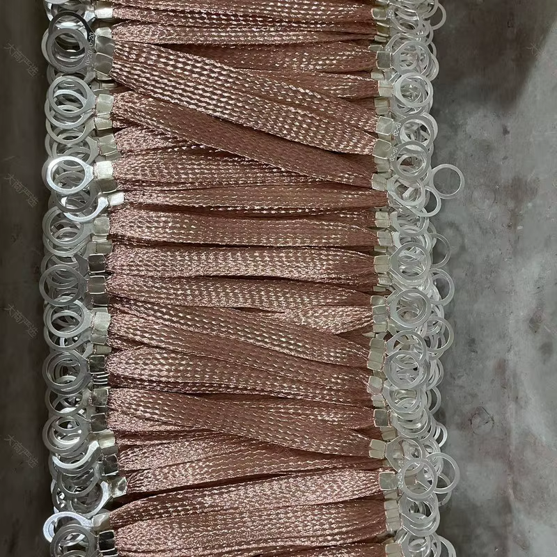 Copper Braided Grounding Strap Tinned Flexible Connector Twin-Hole Lug Terminal