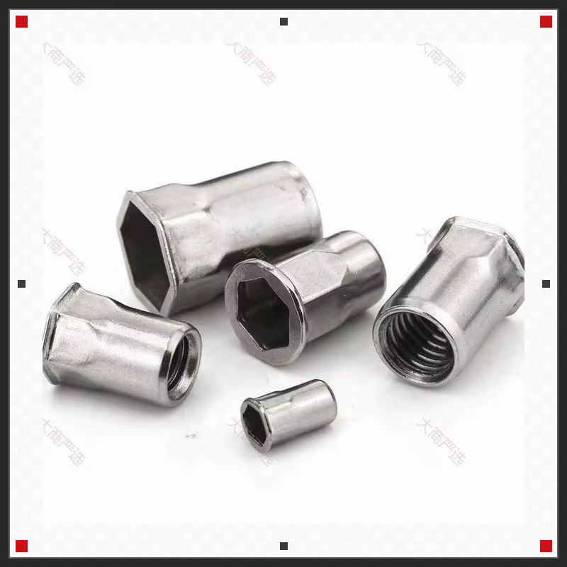 Countersunk semi-hexagonal rivet nut