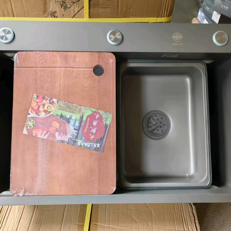 304 Gunmetal Grey Grain Finish Sink Set