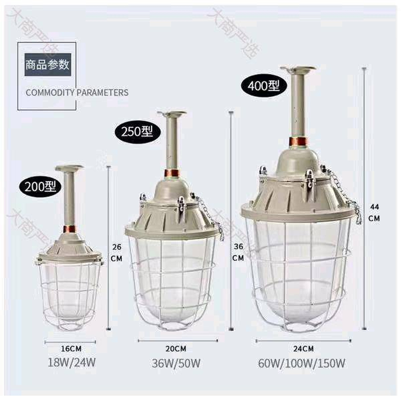 Explosion-Proof LED Tunnel Light IP65 Yellow Aluminum Body Ex-proof Glass Fin Heat Sink Tunnel Mining Lighting	